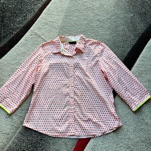 Foxcroft Shaped Fit Wrinkle Free Tangerine Print Shirt